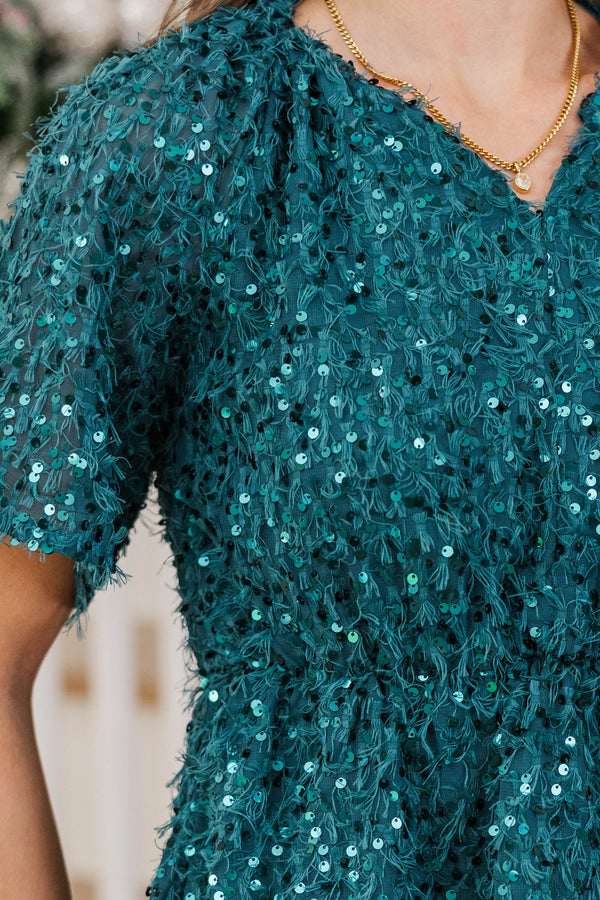 Understated Glamour Emerald Sequin Blouse