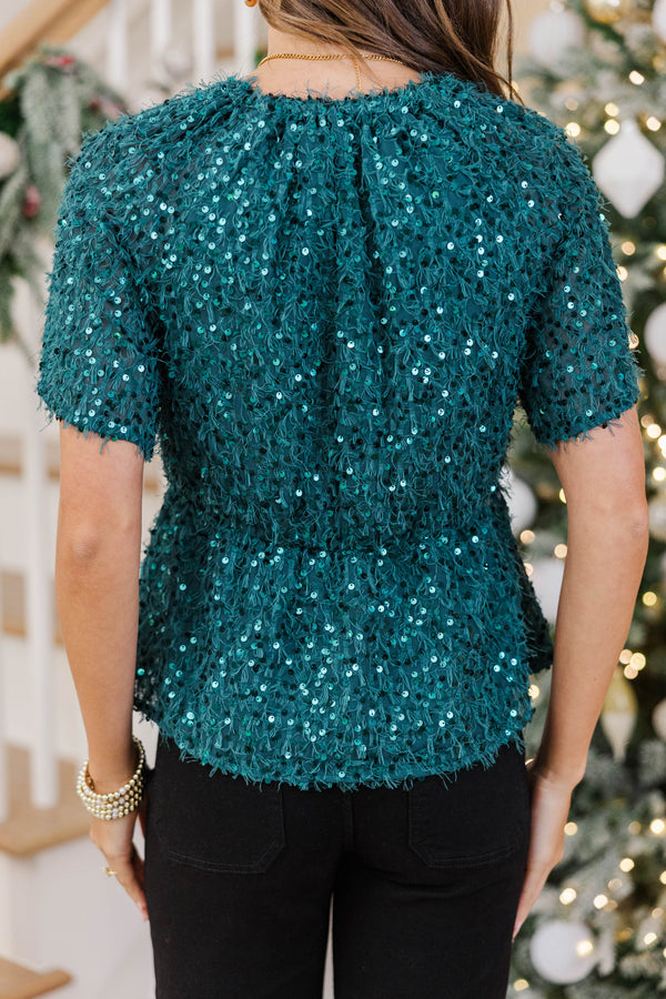 Understated Glamour Emerald Sequin Blouse
