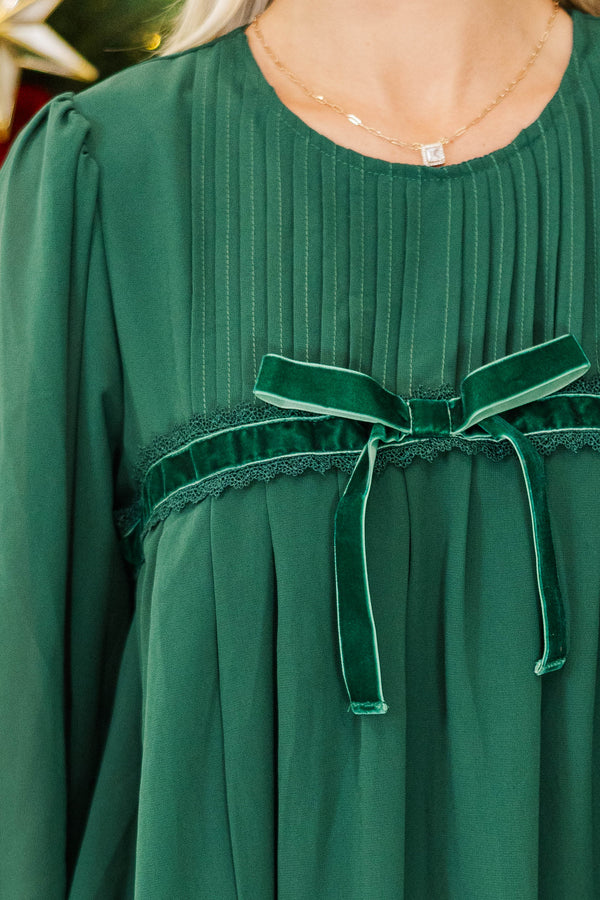 The Gathered Moment Emerald Chiffon Babydoll Dress