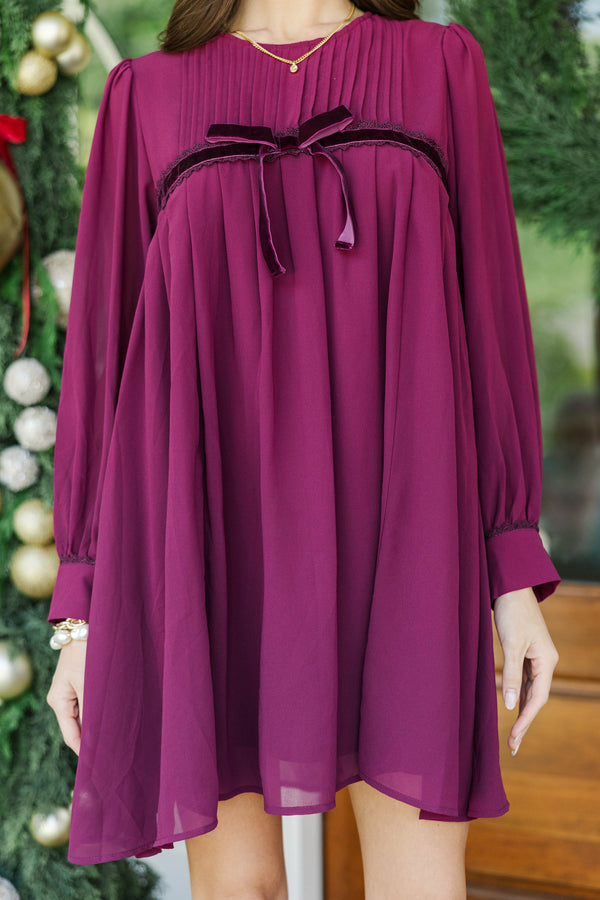 The Gathered Moment Burgundy Chiffon Babydoll Dress