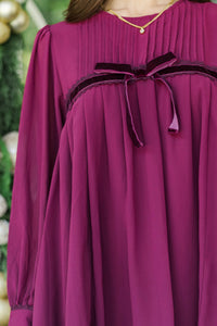 The Gathered Moment Burgundy Chiffon Babydoll Dress