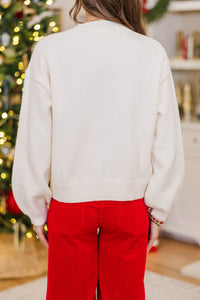 Twist Of Charm Cream & Red Bow Sweater