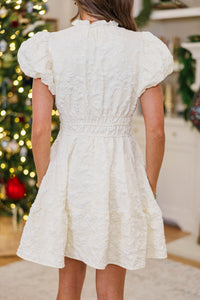 Let's Get Going Cream Textured Dress
