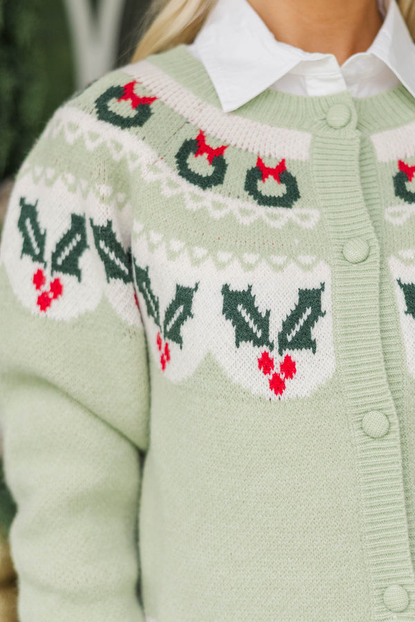 Got The Time Mint Holly Cardigan