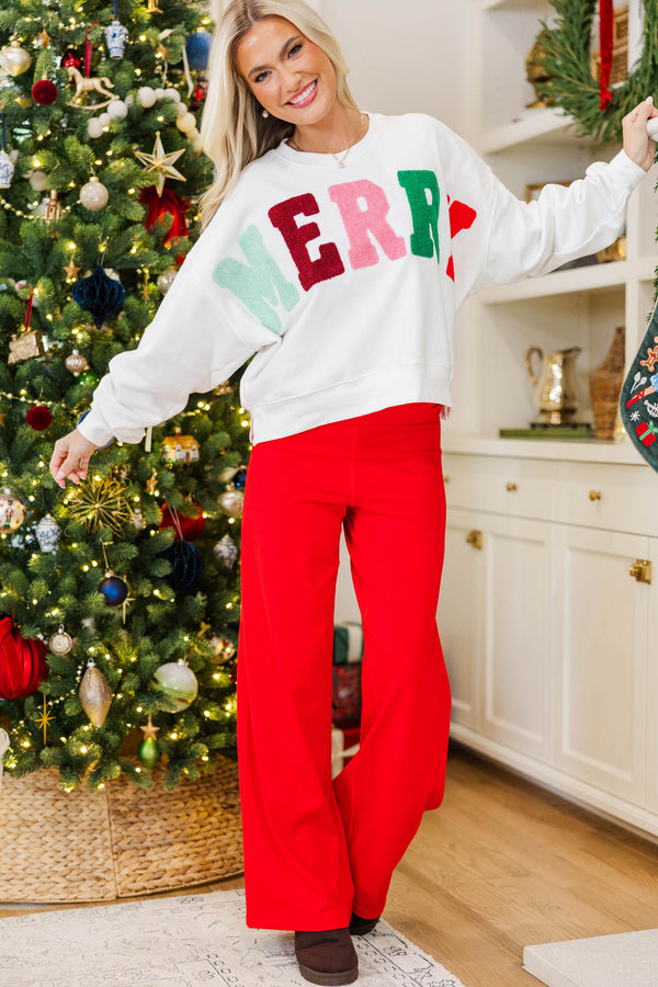 The Cozy Side White Merry Sweatshirt