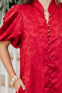 Chic Influence Red Brocade Dress
