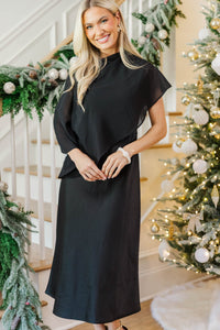 A Formal Affair Black Cape Midi Dress