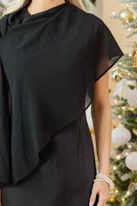 A Formal Affair Black Cape Midi Dress