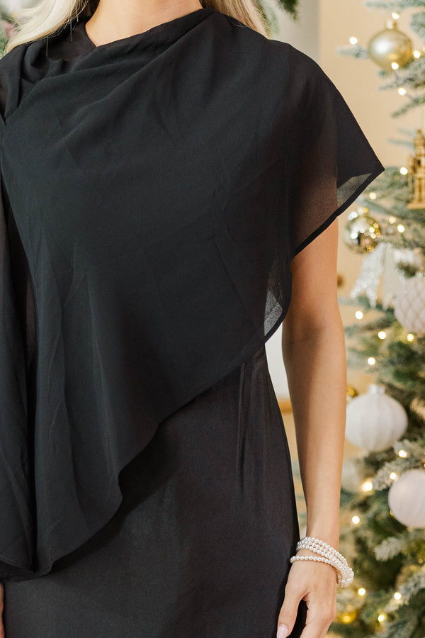 A Formal Affair Black Cape Midi Dress