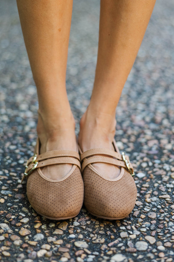 Ready Anytime Taupe Suede Flats