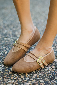 Ready Anytime Taupe Suede Flats