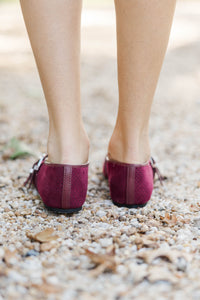 Ready Anytime Burgundy Suede Flats
