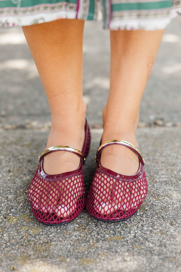 Sweet And Stylish Burgundy Flats