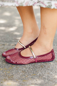 Sweet And Stylish Burgundy Flats