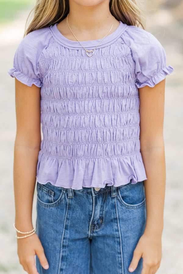 Girls: Made Of Sweet Moments Lavender Smocked Tee