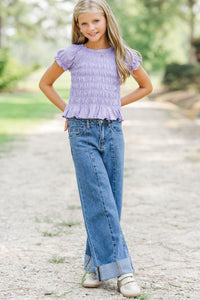 Girls: Made Of Sweet Moments Lavender Smocked Tee