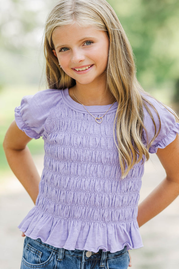 Girls: Made Of Sweet Moments Lavender Smocked Tee