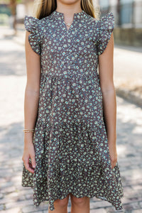 Girls: Make It Your Own Brown Ditsy Floral Midi Dress