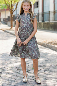 Girls: Make It Your Own Brown Ditsy Floral Midi Dress