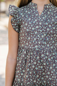 Girls: Make It Your Own Brown Ditsy Floral Midi Dress