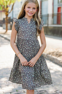 Girls: Make It Your Own Brown Ditsy Floral Midi Dress