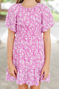 Girls: Sweet Blooms Magenta Toile Dress