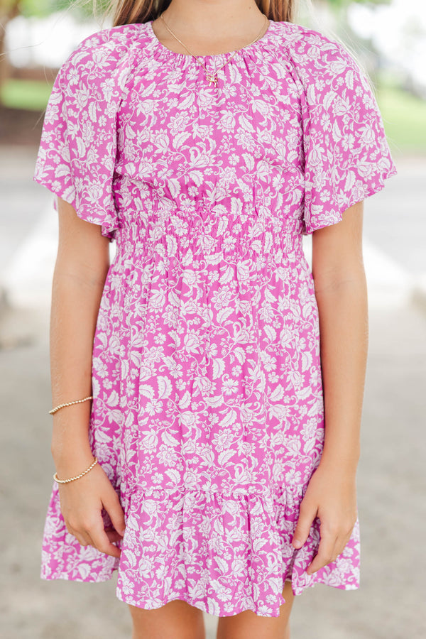Girls: Sweet Blooms Magenta Toile Dress