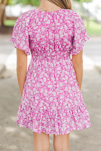 Girls: Sweet Blooms Magenta Toile Dress