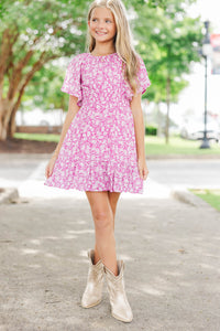 Girls: Sweet Blooms Magenta Toile Dress