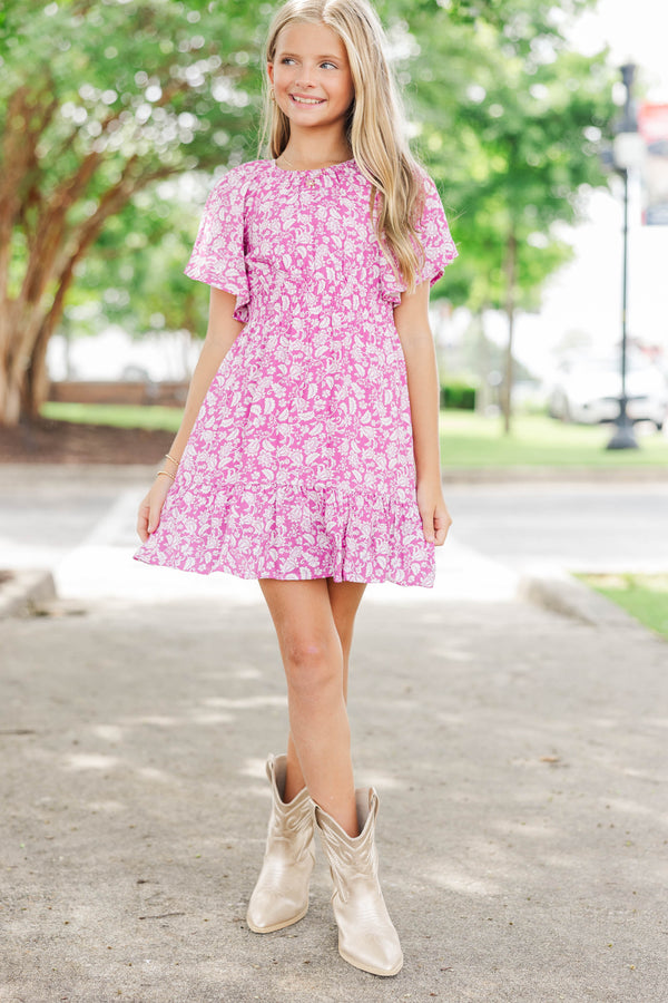 Girls: Sweet Blooms Magenta Toile Dress