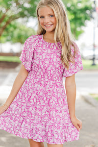 Girls: Sweet Blooms Magenta Toile Dress