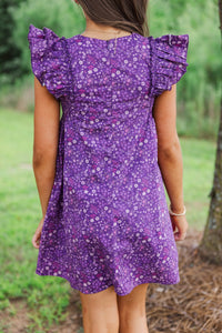 Girls: Pretty Little Moments Purple Ditsy Floral Dress
