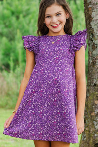Girls: Pretty Little Moments Purple Ditsy Floral Dress