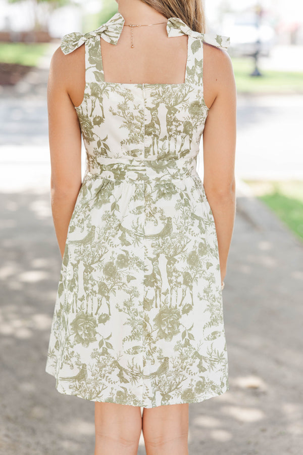 Girls: The Sansa Olive Toile Dress