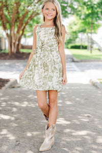 Girls: The Sansa Olive Toile Dress