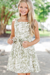 Girls: The Sansa Olive Toile Dress