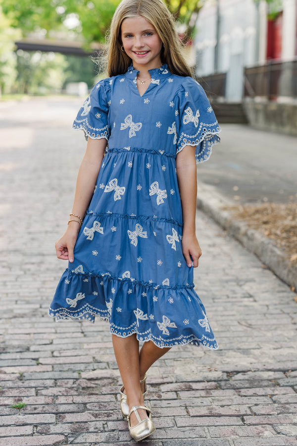 Girls: Feeling Your Best Blue Eyelet Dress