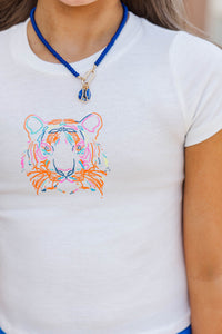 Girls: Eye Of The Tiger White Graphic Tee