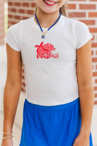 Girls: Home Team Red Gingham Graphic Tee