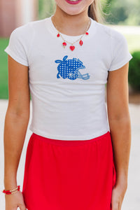 Girls: Home Team Royal Gingham Graphic Tee