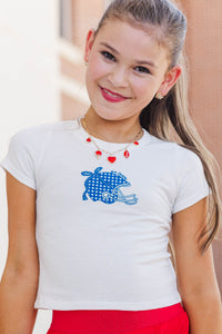 Girls: Home Team Royal Gingham Graphic Tee
