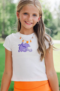 Girls: Home Team Purple Gingham Graphic Tee