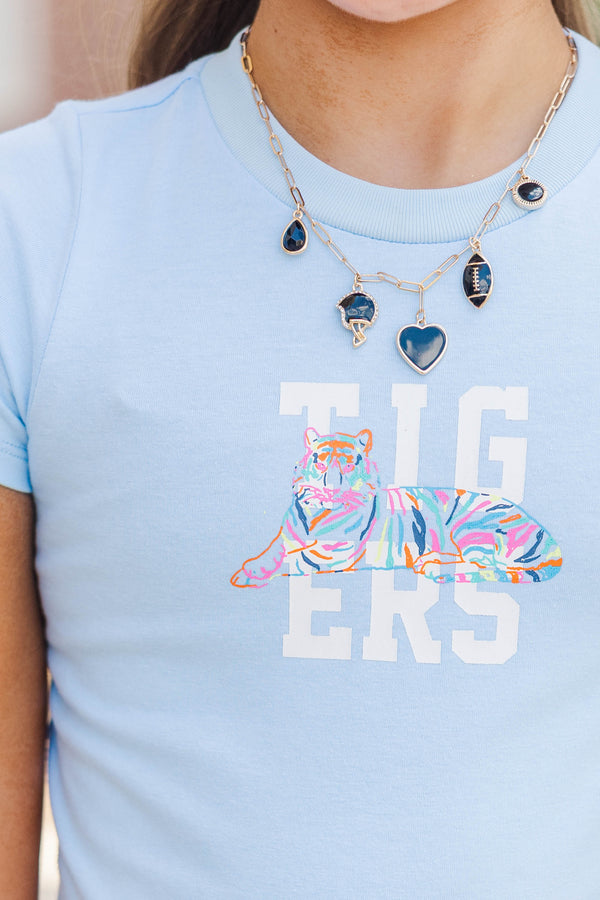 Girls: Southern Spirit Light Blue Tigers Graphic Tee