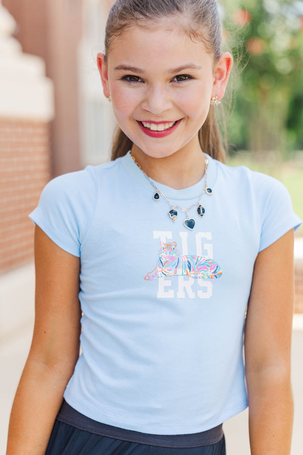 Girls: Southern Spirit Light Blue Tigers Graphic Tee