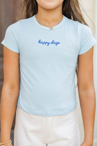 Girls: The Constant Light Blue Embroidered Baby Tee