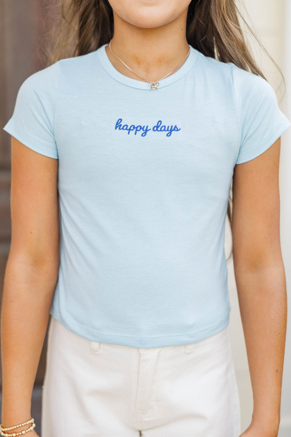 Girls: The Constant Light Blue Embroidered Baby Tee