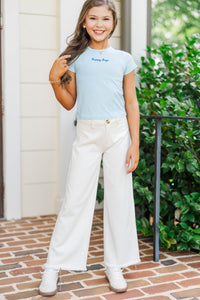 Girls: The Constant Light Blue Embroidered Baby Tee