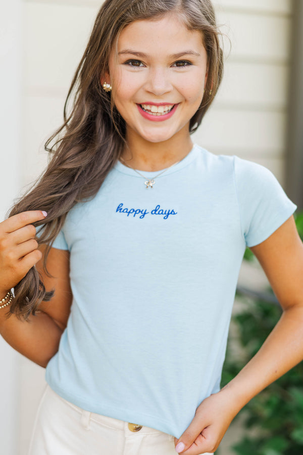 Girls: The Constant Light Blue Embroidered Baby Tee
