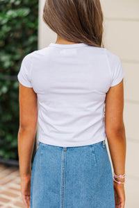 Girls: The Constant White Embroidered Baby Tee