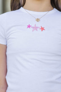 Girls: The Constant White Stars Embroidered Baby Tee